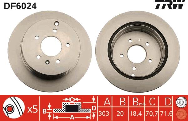 TRW DF6024 - Brake Disc autospares.lv