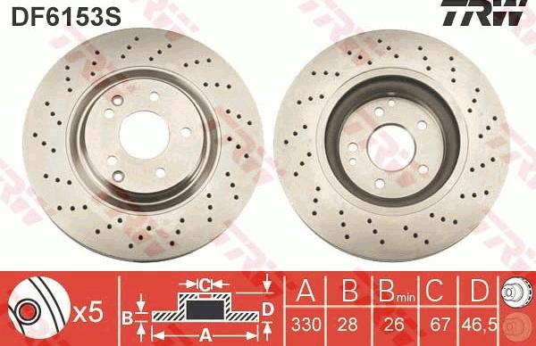 TRW DF6153S - Brake Disc autospares.lv