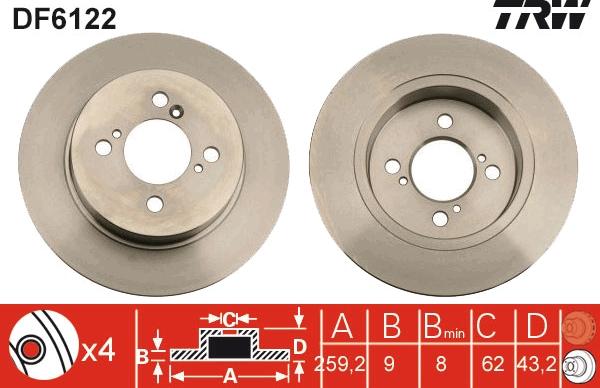 TRW DF6122 - Brake Disc autospares.lv