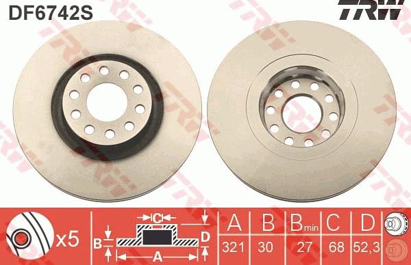 TRW DF6742S - Brake Disc autospares.lv