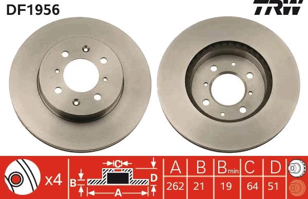 TRW DF1956 - Brake Disc autospares.lv