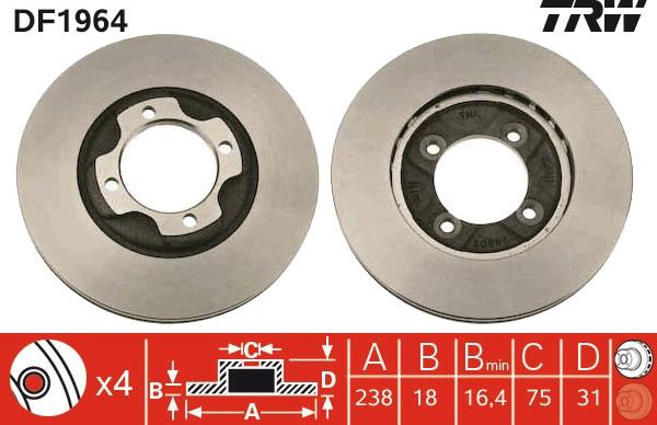 TRW DF1964 - Brake Disc autospares.lv