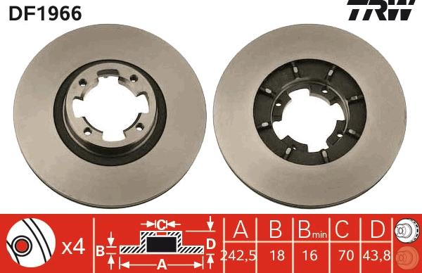 TRW DF1966 - Brake Disc autospares.lv