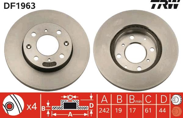 TRW DF1963 - Brake Disc autospares.lv