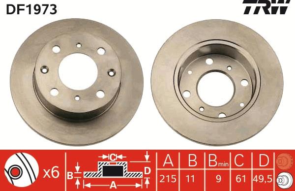 TRW DF1973 - Brake Disc autospares.lv