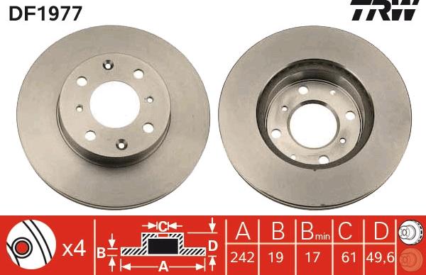 TRW DF1977 - Brake Disc autospares.lv