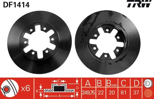 TRW DF1414 - Brake Disc autospares.lv