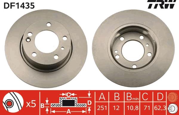 TRW DF1435 - Brake Disc autospares.lv