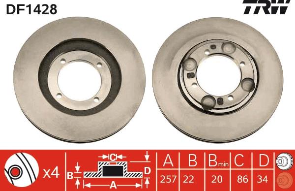 TRW DF1428 - Brake Disc autospares.lv