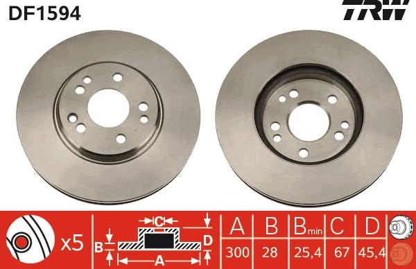 TRW DF1594 - Brake Disc autospares.lv