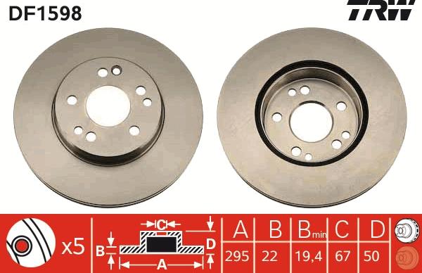 TRW DF1598 - Brake Disc autospares.lv