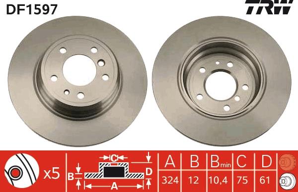 TRW DF1597 - Brake Disc autospares.lv