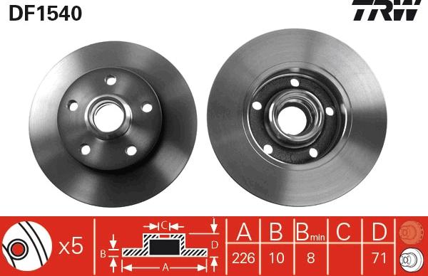 TRW DF1540 - Brake Disc autospares.lv