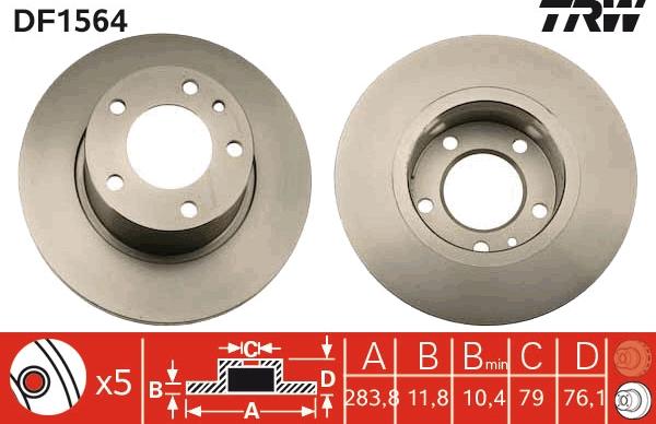 TRW DF1564 - Brake Disc autospares.lv