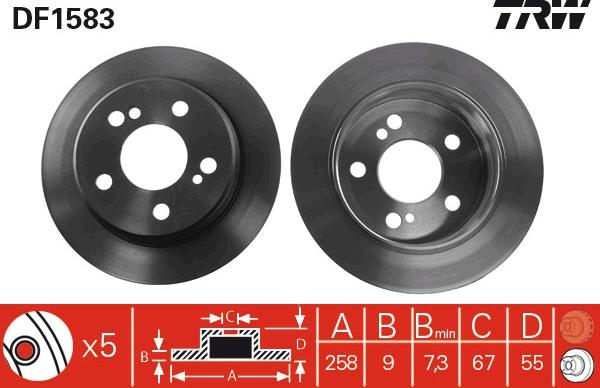 TRW DF1583 - Brake Disc autospares.lv