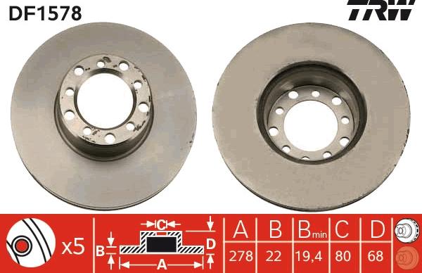 TRW DF1578 - Brake Disc autospares.lv