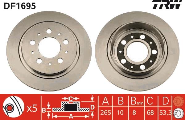 TRW DF1695 - Brake Disc autospares.lv