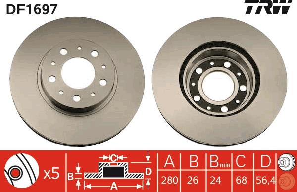 TRW DF1697 - Brake Disc autospares.lv