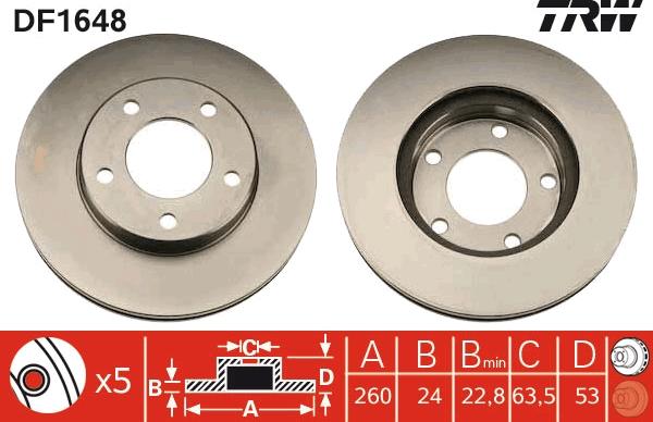 TRW DF1648 - Brake Disc autospares.lv