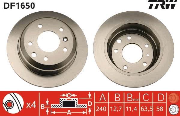 TRW DF1650 - Brake Disc autospares.lv