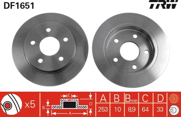 TRW DF1651 - Brake Disc autospares.lv