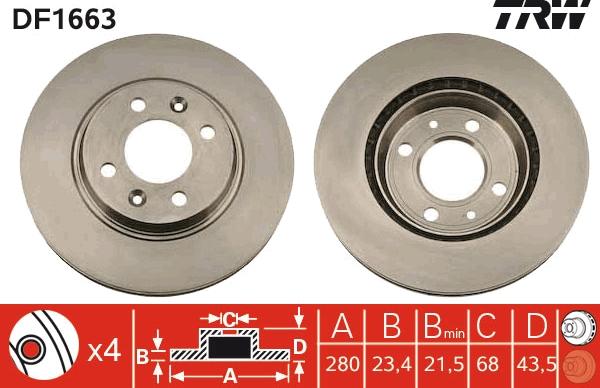 TRW DF1663 - Brake Disc autospares.lv