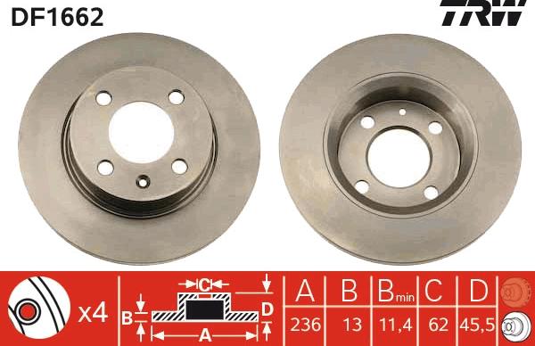 TRW DF1662 - Brake Disc autospares.lv