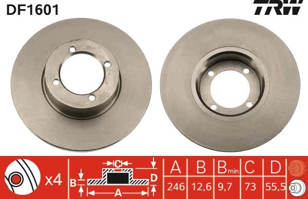 TRW DF1601 - Brake Disc autospares.lv