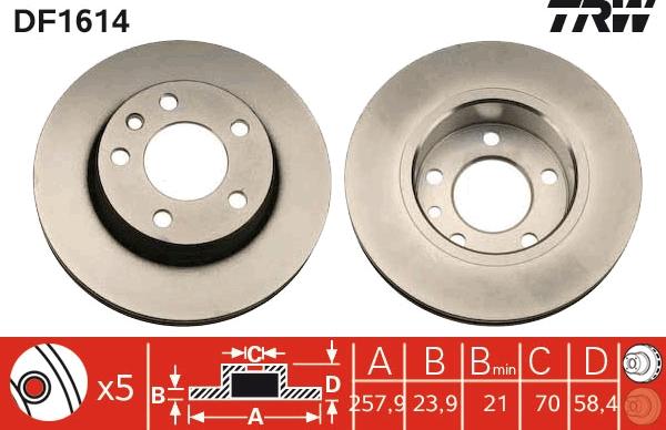 TRW DF1614 - Brake Disc autospares.lv