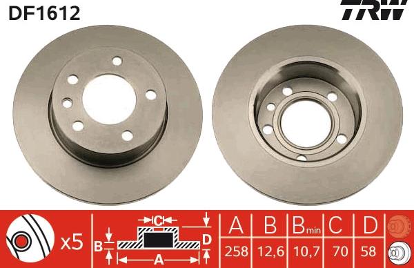 TRW DF1612 - Brake Disc autospares.lv