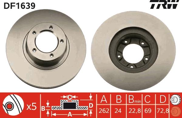 TRW DF1639 - Brake Disc autospares.lv