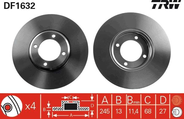 TRW DF1632 - Brake Disc autospares.lv