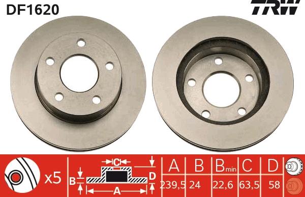 TRW DF1620 - Brake Disc autospares.lv