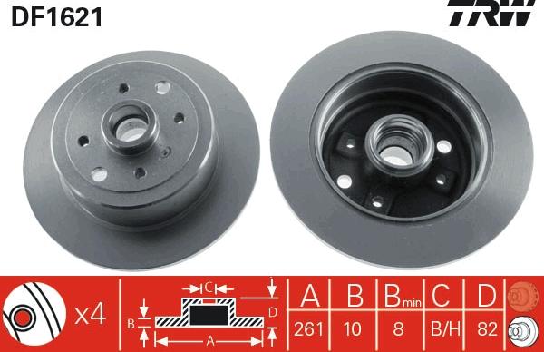 TRW DF1621 - Brake Disc autospares.lv