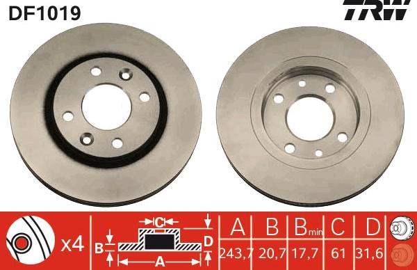 TRW DF1019 - Brake Disc autospares.lv