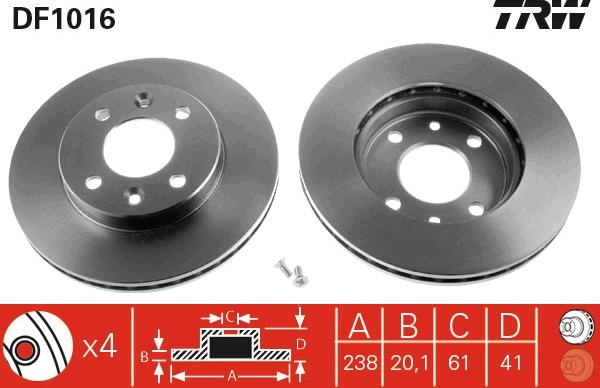 TRW DF1016 - Brake Disc autospares.lv