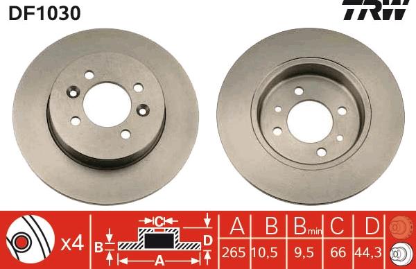 TRW DF1030 - Brake Disc autospares.lv