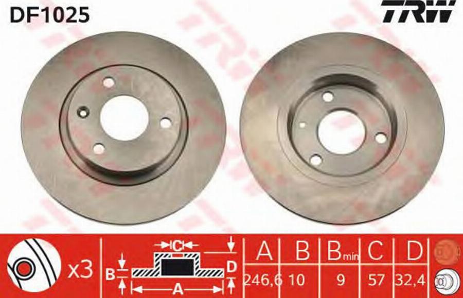 TRW DF1025BP - Brake Disc autospares.lv