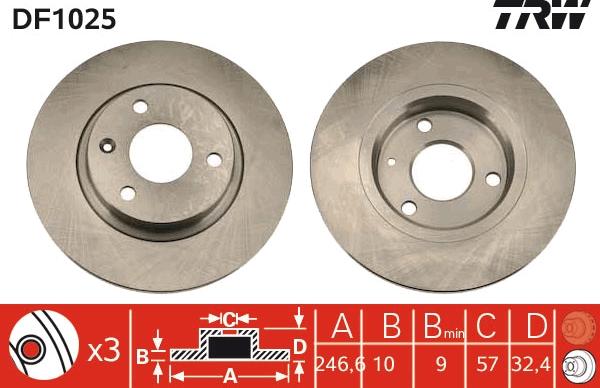 TRW DF1025 - Brake Disc autospares.lv