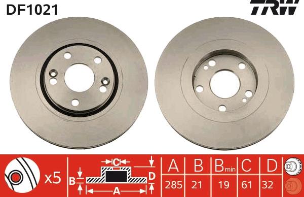 TRW DF1021 - Brake Disc autospares.lv