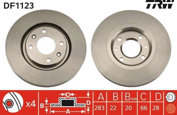 TRW DF1123 - Brake Disc autospares.lv