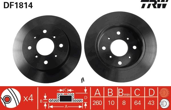 TRW DF1814 - Brake Disc autospares.lv