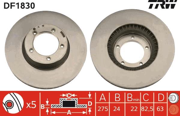 TRW DF1830 - Brake Disc autospares.lv