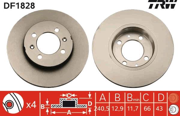 TRW DF1828 - Brake Disc autospares.lv