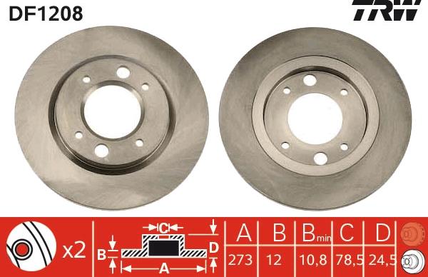 TRW DF1208 - Brake Disc autospares.lv