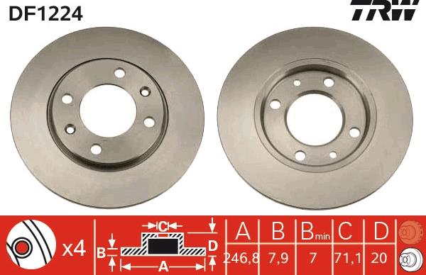 TRW DF1224 - Brake Disc autospares.lv