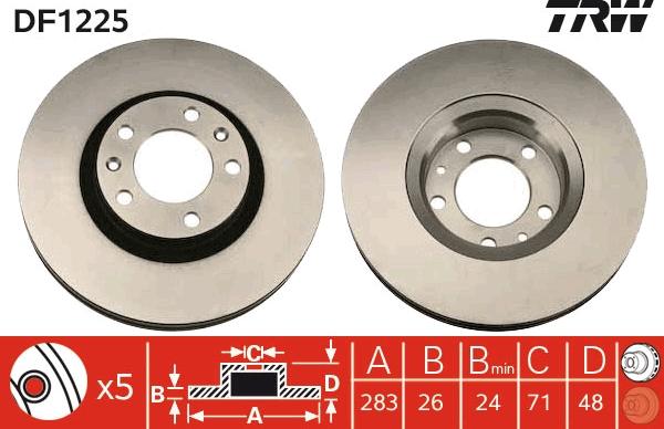 TRW DF1225 - Brake Disc autospares.lv