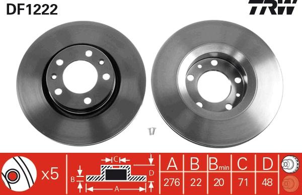 TRW DF1222 - Brake Disc autospares.lv