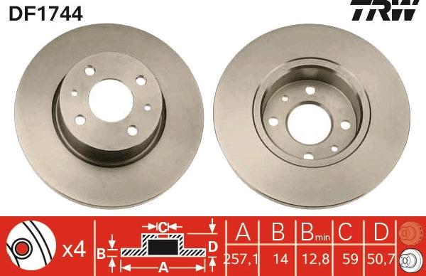 TRW DF1744 - Brake Disc autospares.lv