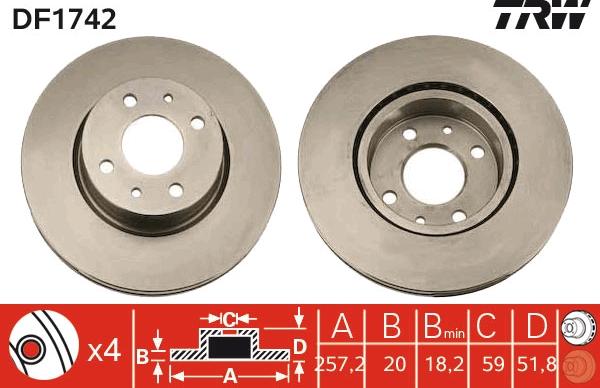 TRW DF1742 - Brake Disc autospares.lv